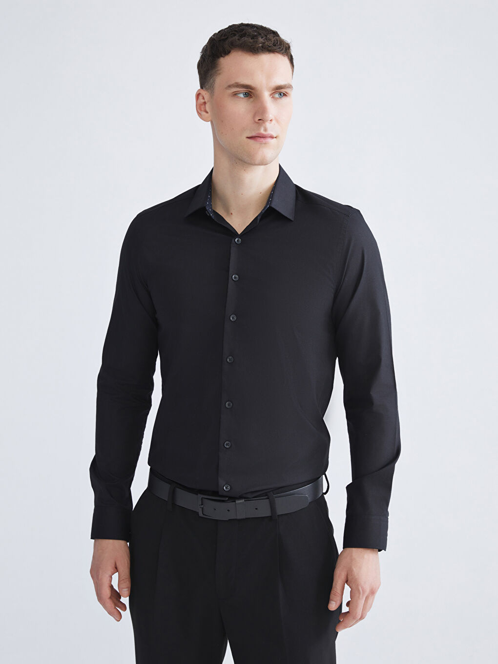 Slim Fit Long Sleeve Poplin Men's Shirt