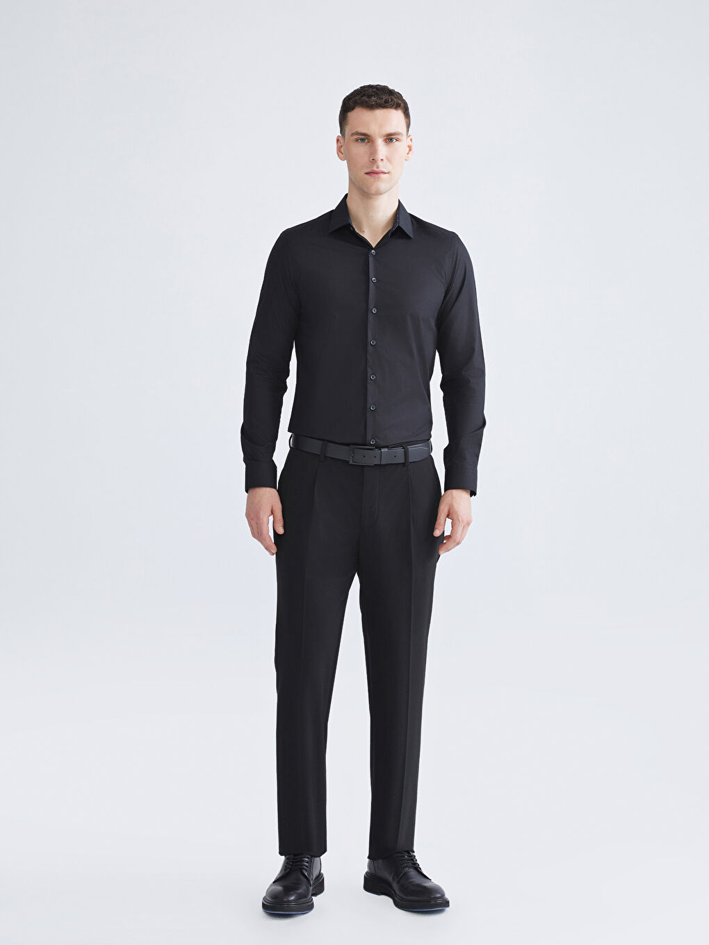 Slim Fit Long Sleeve Poplin Men's Shirt-1
