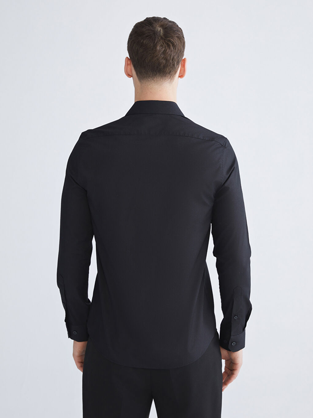 Slim Fit Long Sleeve Poplin Men's Shirt-3