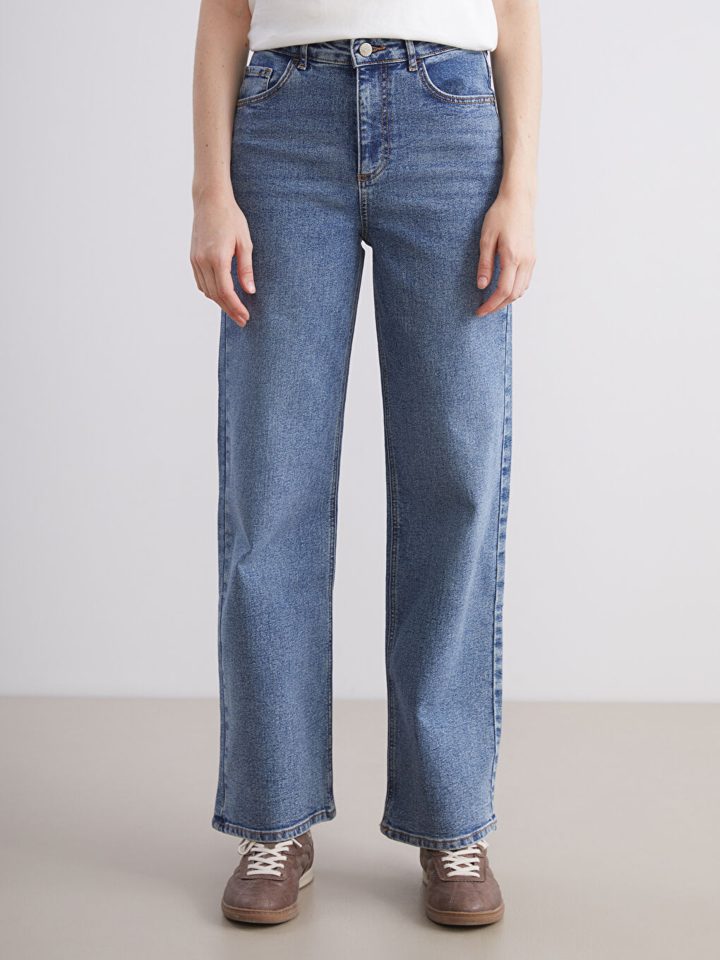 İndigo Wideleg Kadın Jean Pantolon-1