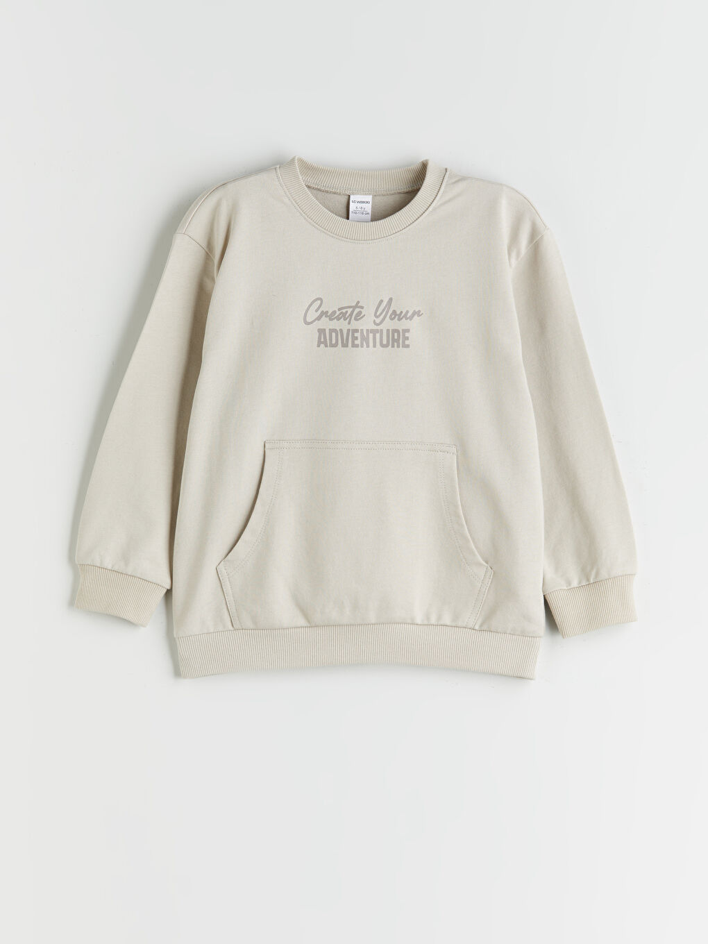 Gri Bisiklet Yaka Baskılı Erkek Çocuk Sweatshirt