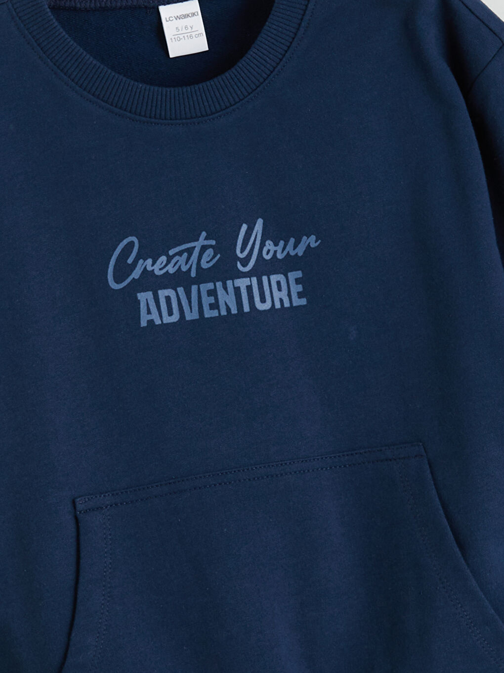 Lacivert Bisiklet Yaka Baskılı Erkek Çocuk Sweatshirt-2