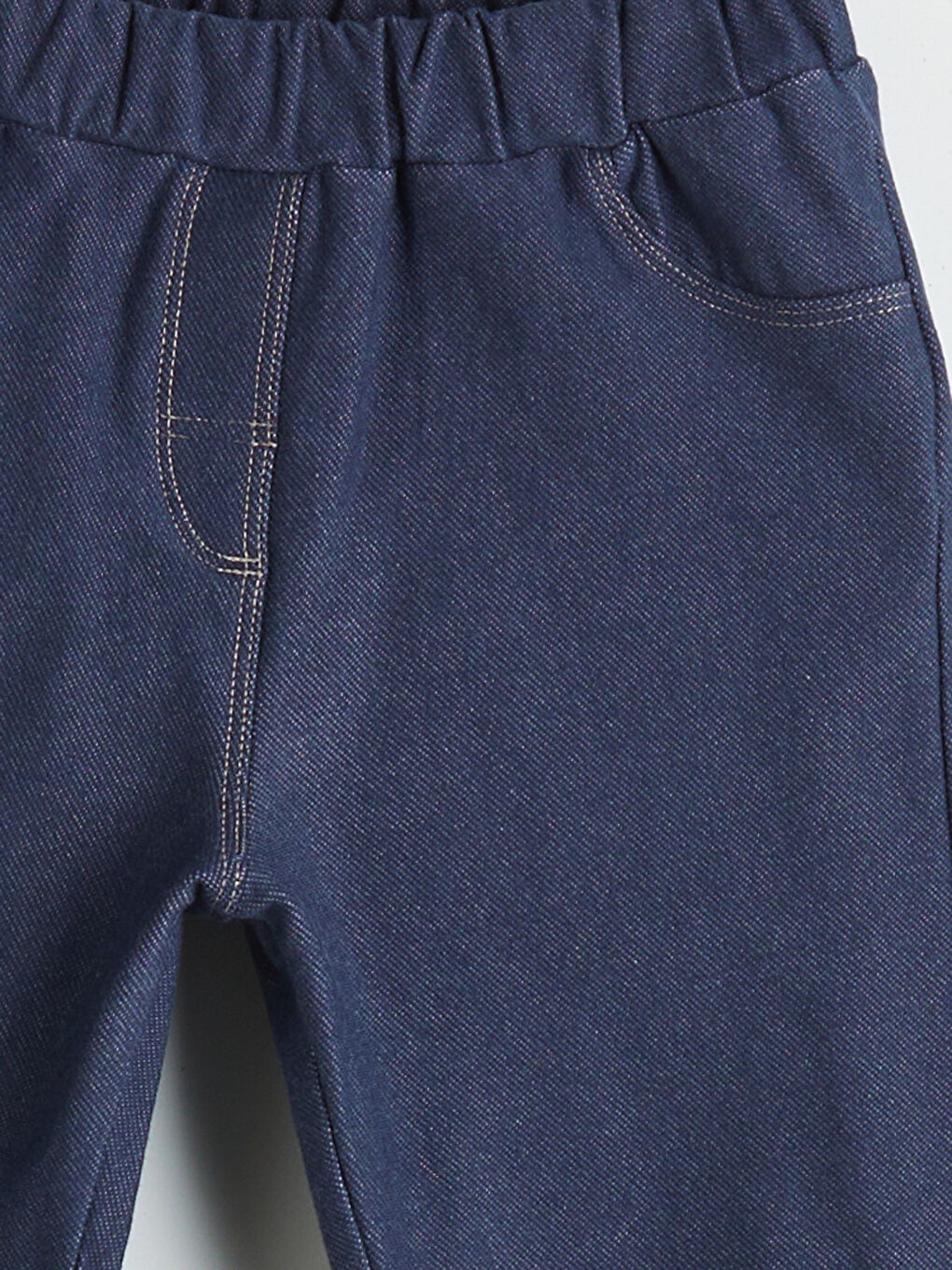 Elastic Waist Denim Look Girl Leggings-2