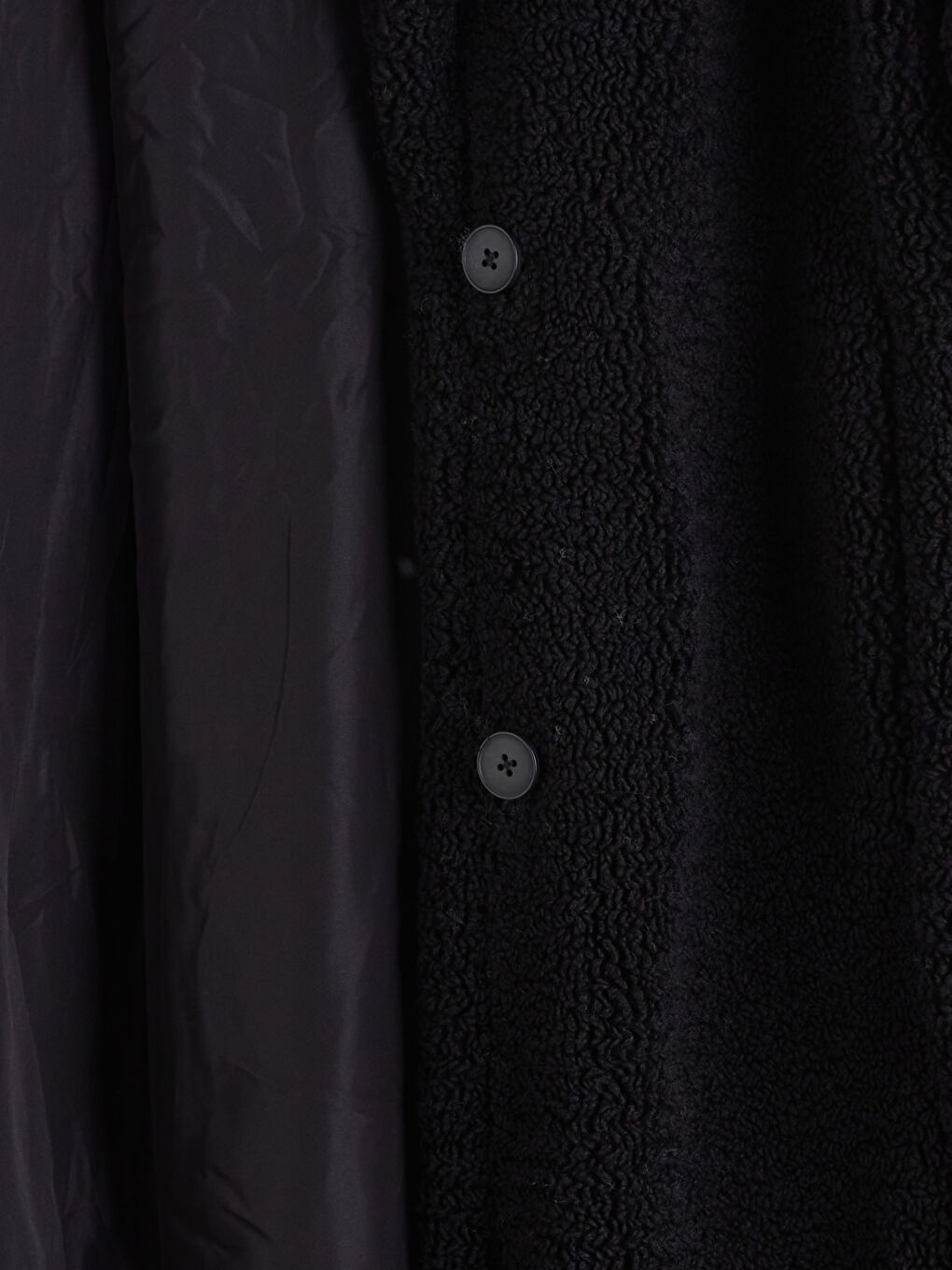 Siyah Ceket Yaka Kadın Pelüş Kaban-6