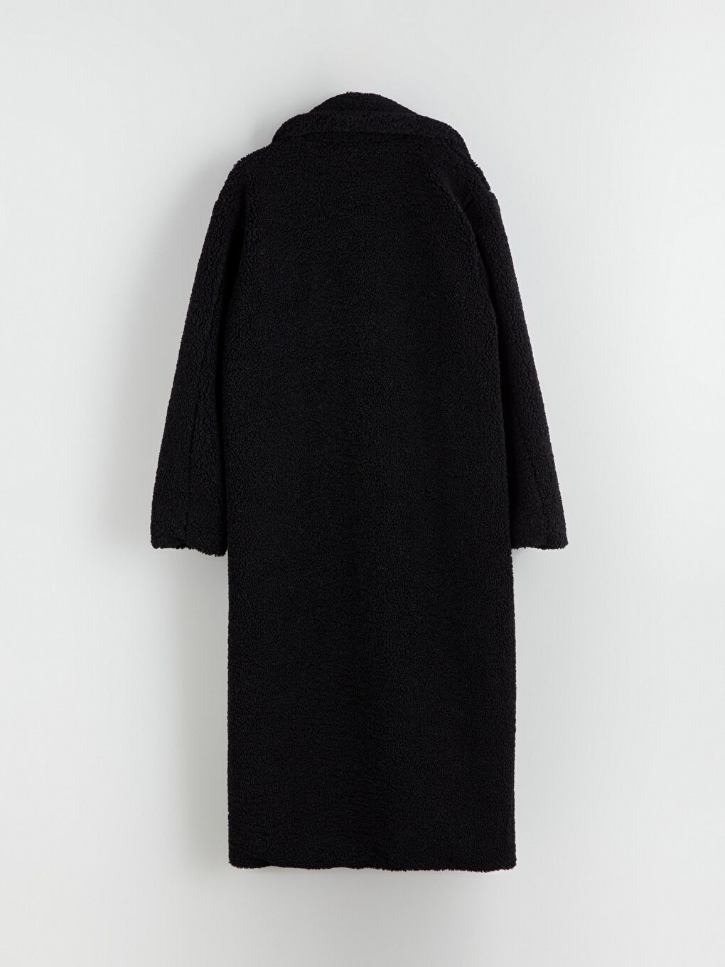 Siyah Ceket Yaka Kadın Pelüş Kaban-7