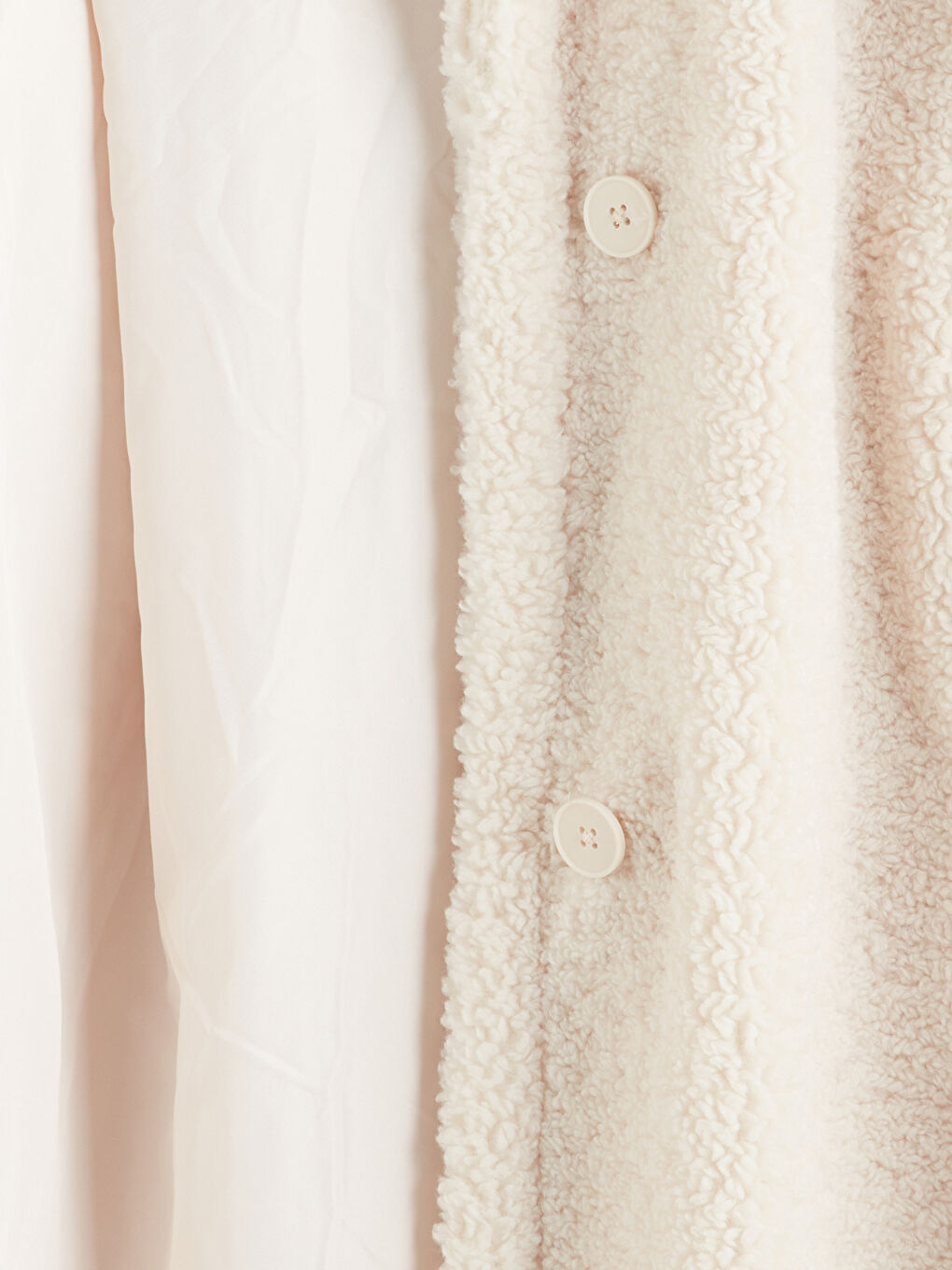 Ekru Ceket Yaka Kadın Pelüş Kaban-6