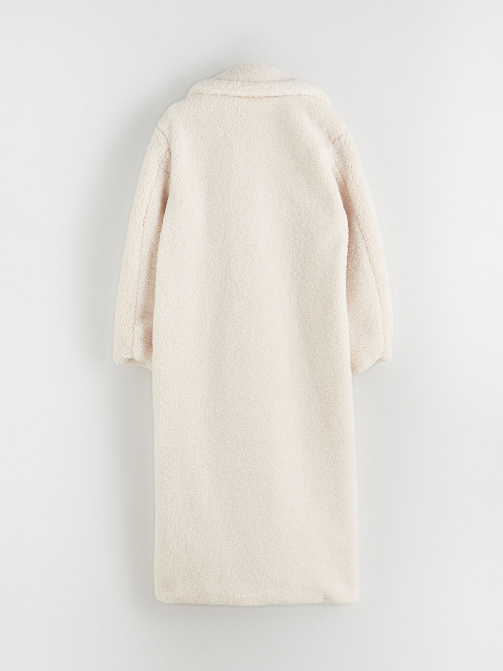 Ekru Ceket Yaka Kadın Pelüş Kaban-7