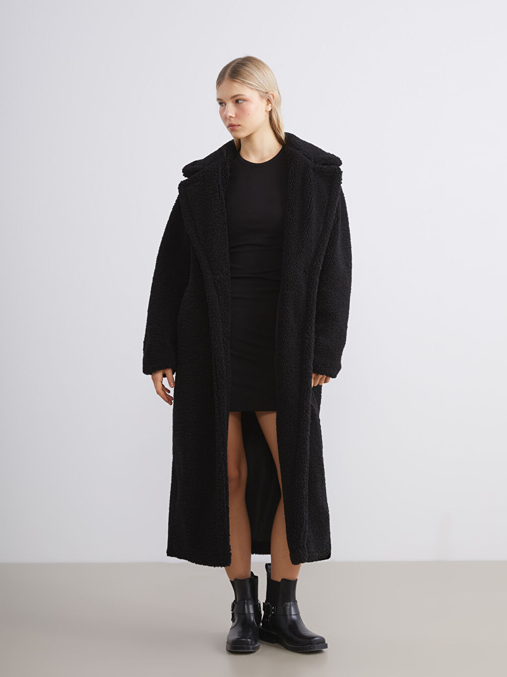 Jacket Lapel Collar Long Sleeve Plush Women's Coat-1