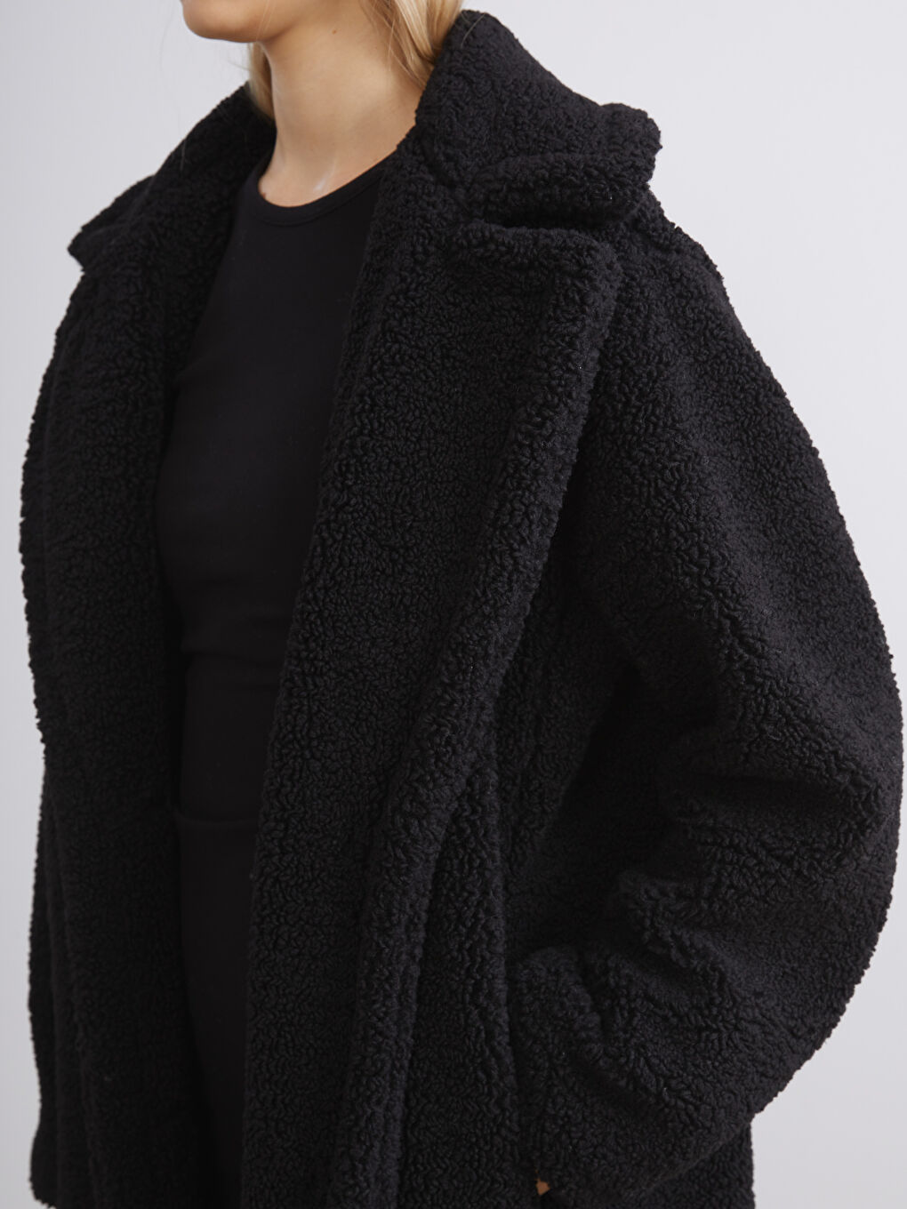 Jacket Lapel Collar Long Sleeve Plush Women's Coat-2