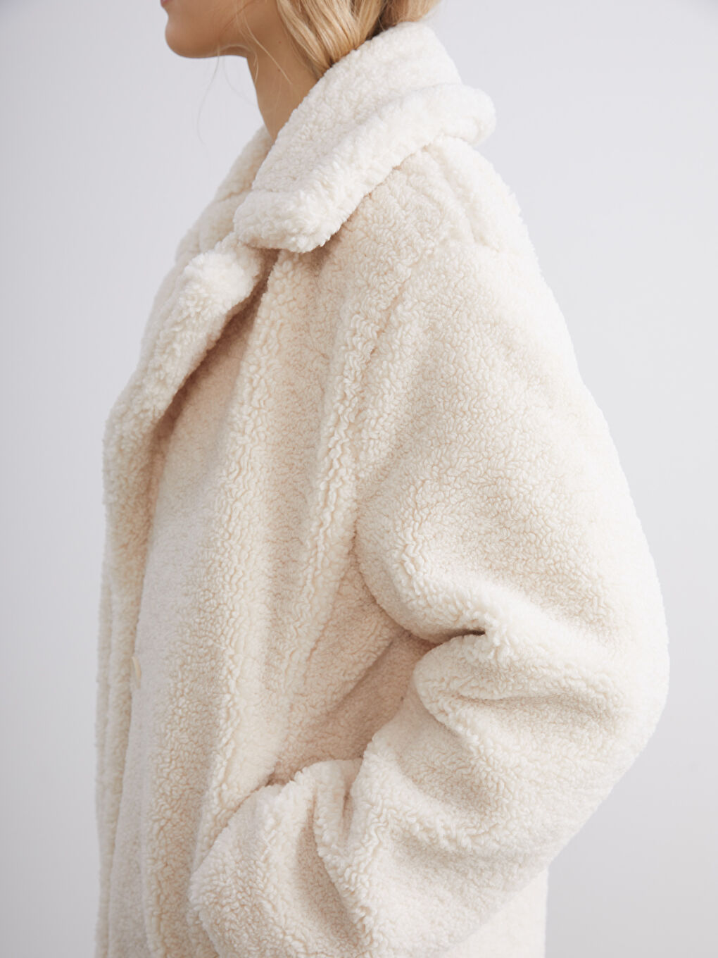 Jackenkragen Langarm Plüsch Mantel für Damen-2