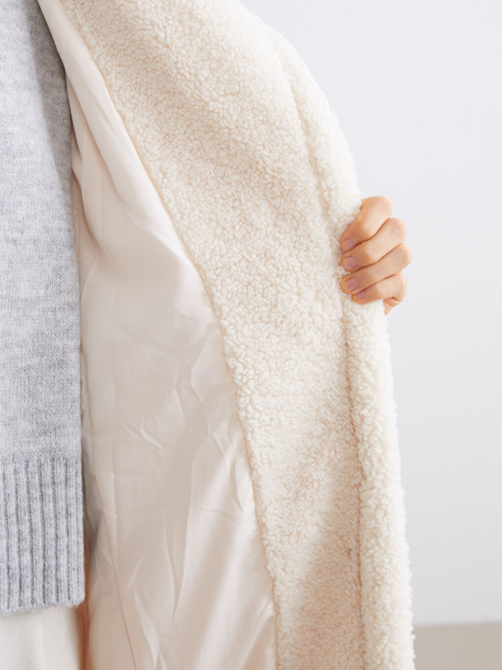 Jackenkragen Langarm Plüsch Mantel für Damen-3