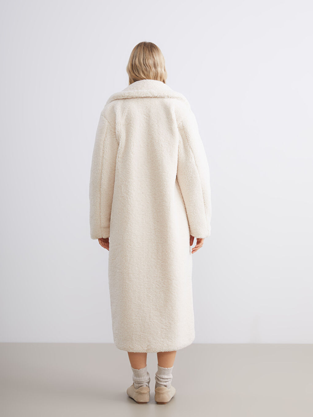 Jackenkragen Langarm Plüsch Mantel für Damen-4