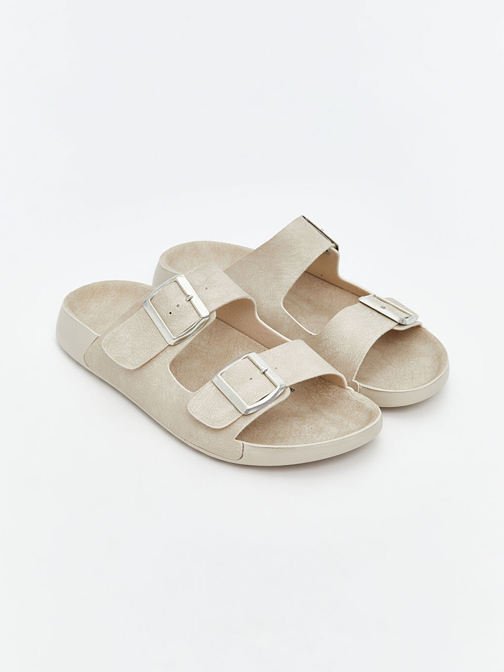 Bej Çift Bantlı Kadın Terlik