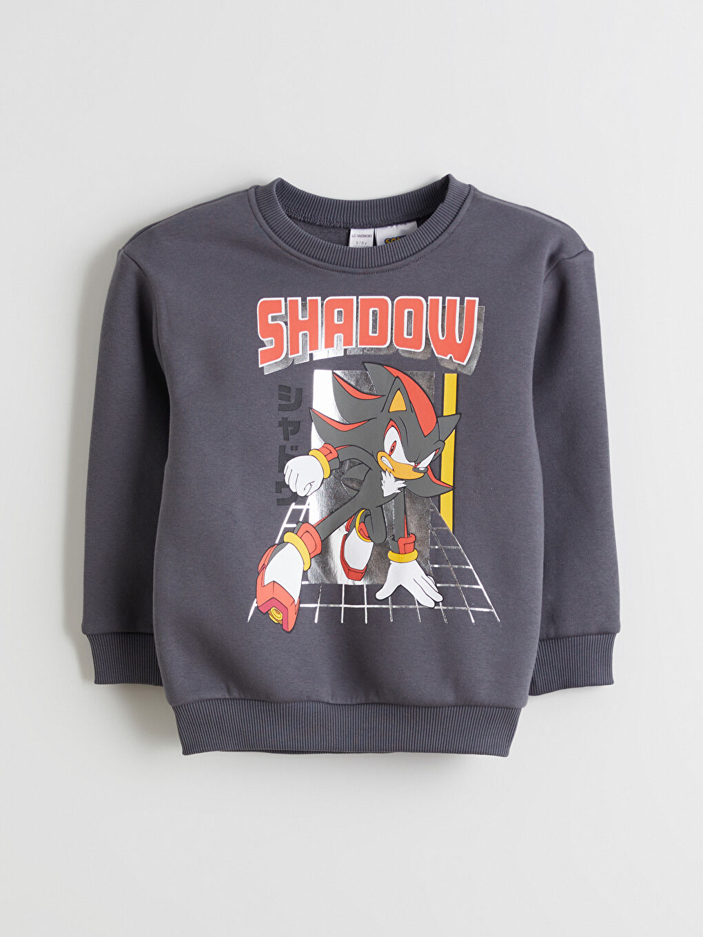 Gri Sonic Baskılı Erkek Çocuk Kalın Sweatshirt