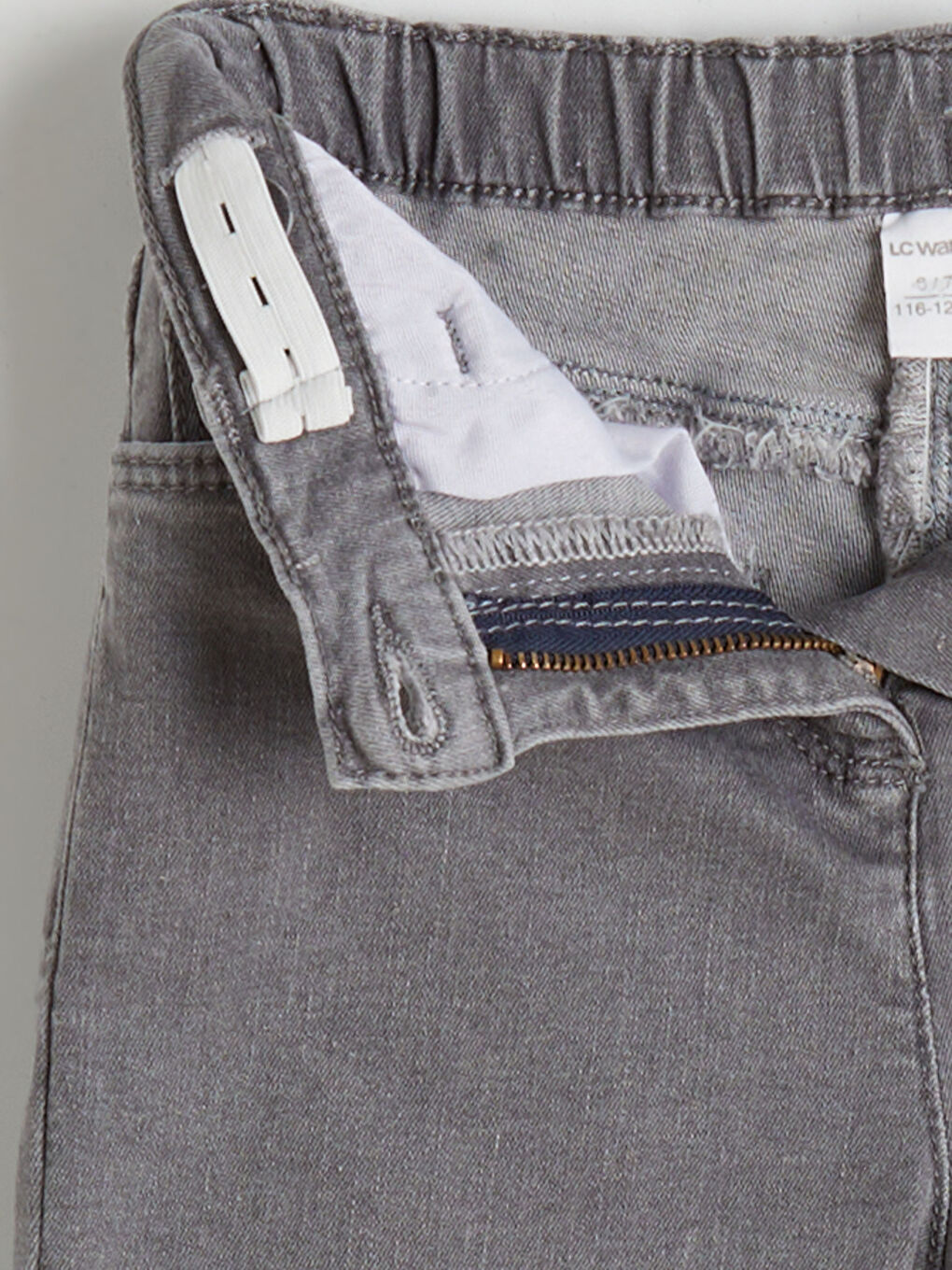 Gri Slim Fit Kız Çocuk Jean Pantolon-2