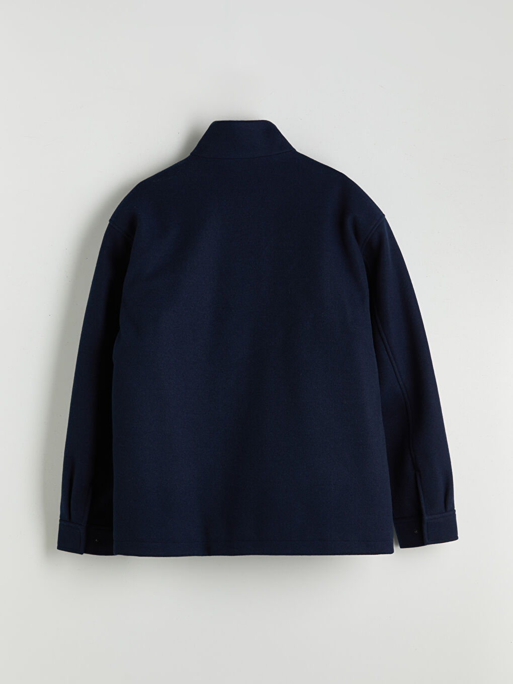 Lacivert Rahat Kalıp Dik Yaka Erkek Kaşe Kaban-6