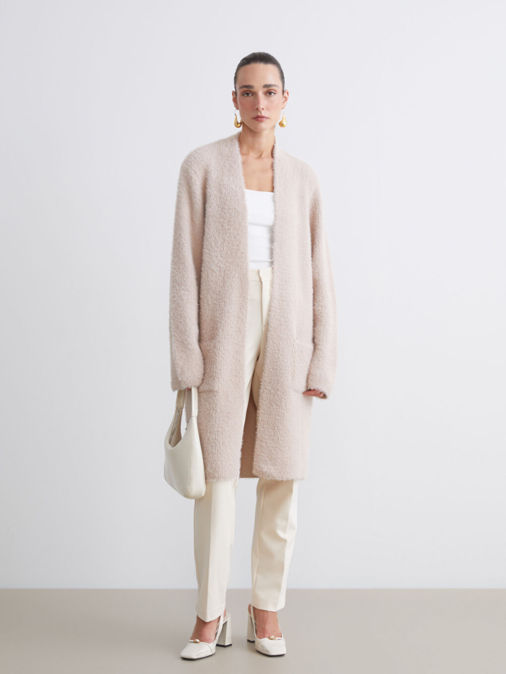 Pembe Şal Yaka Kadın Triko Hırka-1