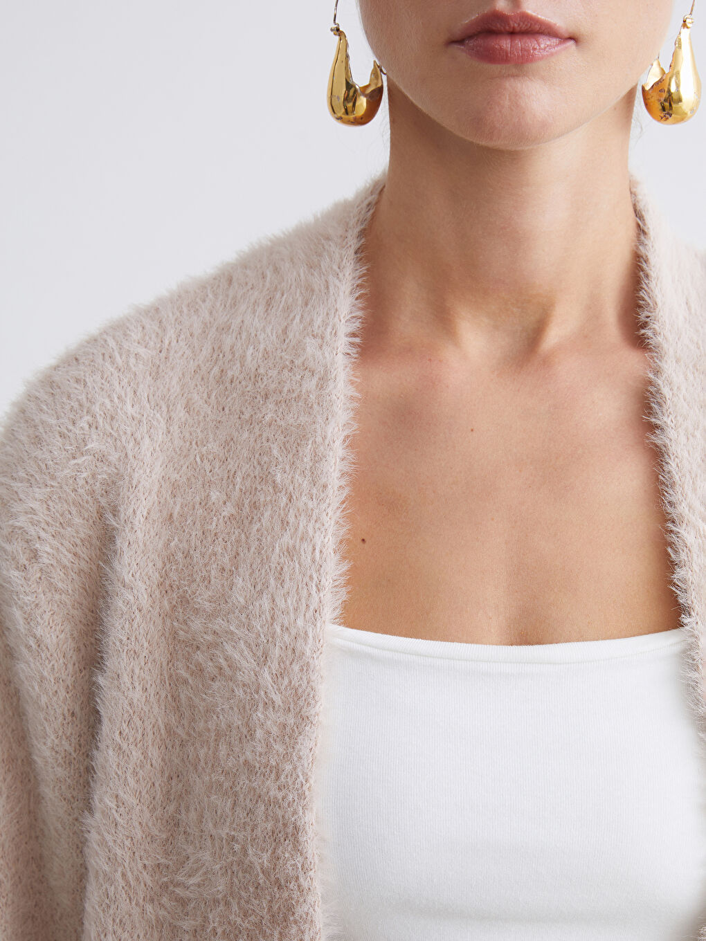 Pembe Şal Yaka Kadın Triko Hırka-2