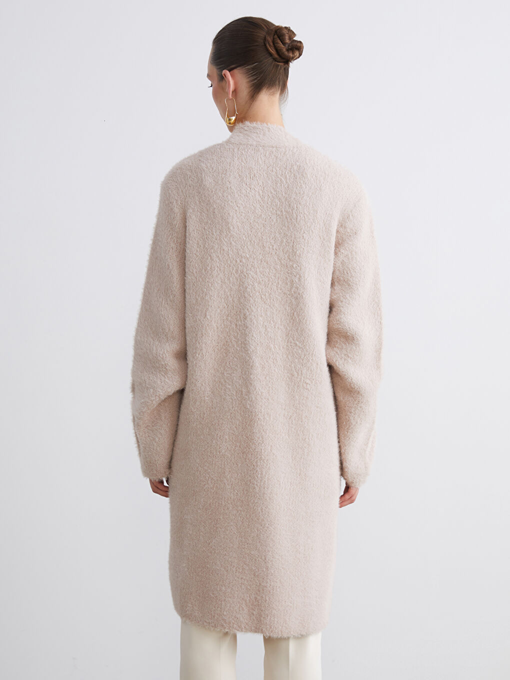 Pembe Şal Yaka Kadın Triko Hırka-3