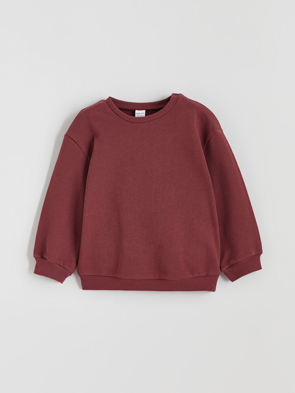 Bordo Bisiklet Yaka Baskılı Uzun Kollu Erkek Bebek Sweatshirt