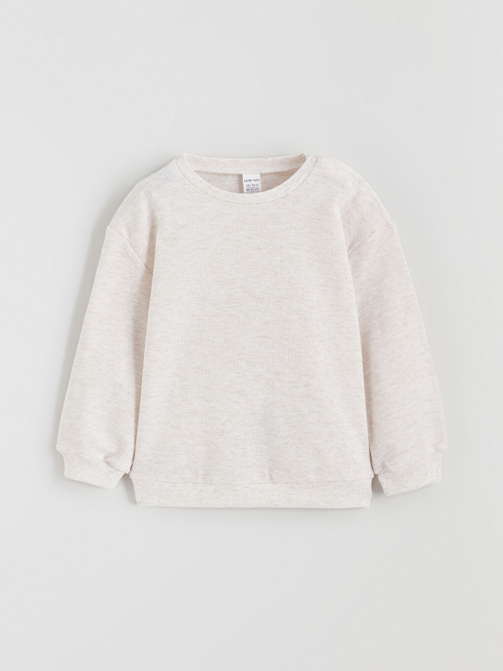 Bej Bisiklet Yaka Erkek Bebek Sweatshirt