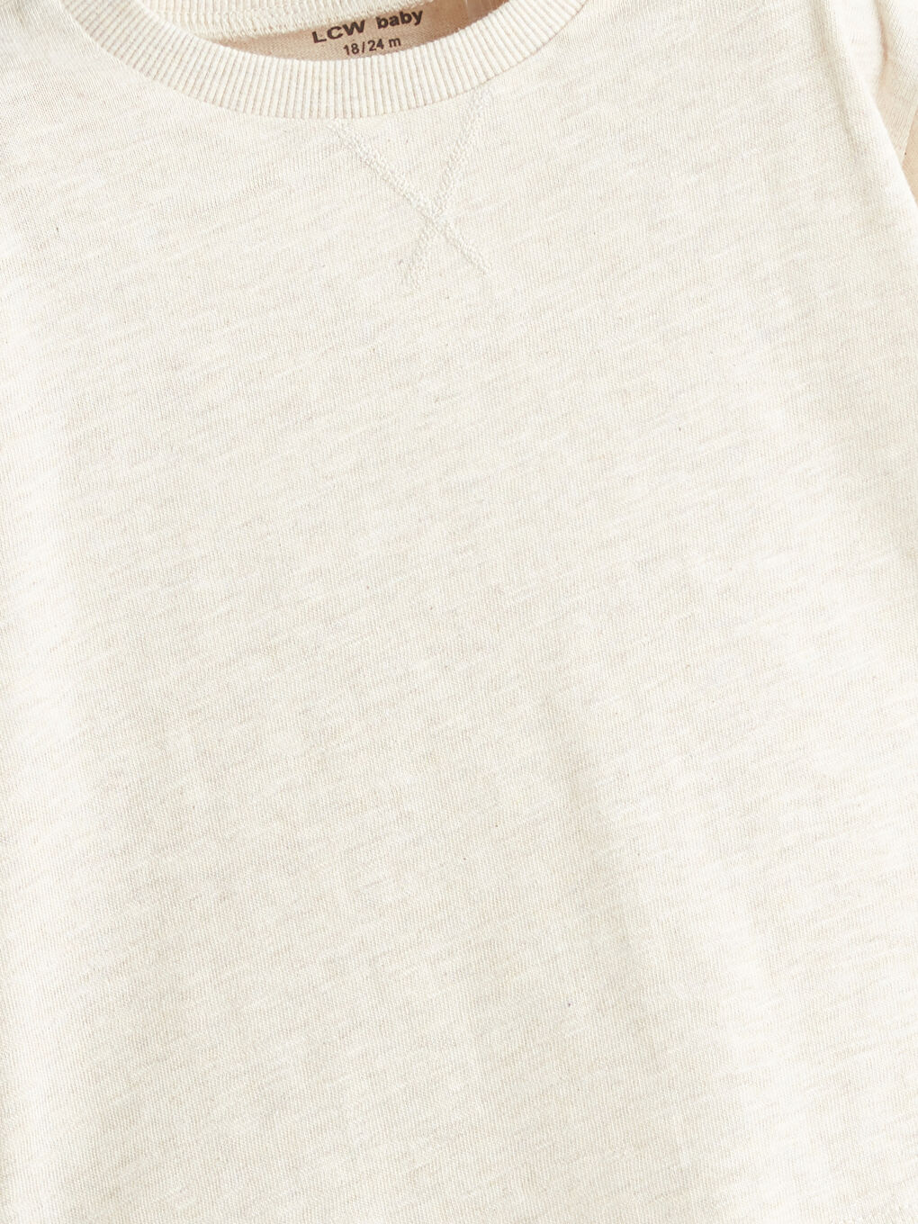 Bej Bisiklet Yaka Baskılı Uzun Kollu Erkek Bebek Tişört-1