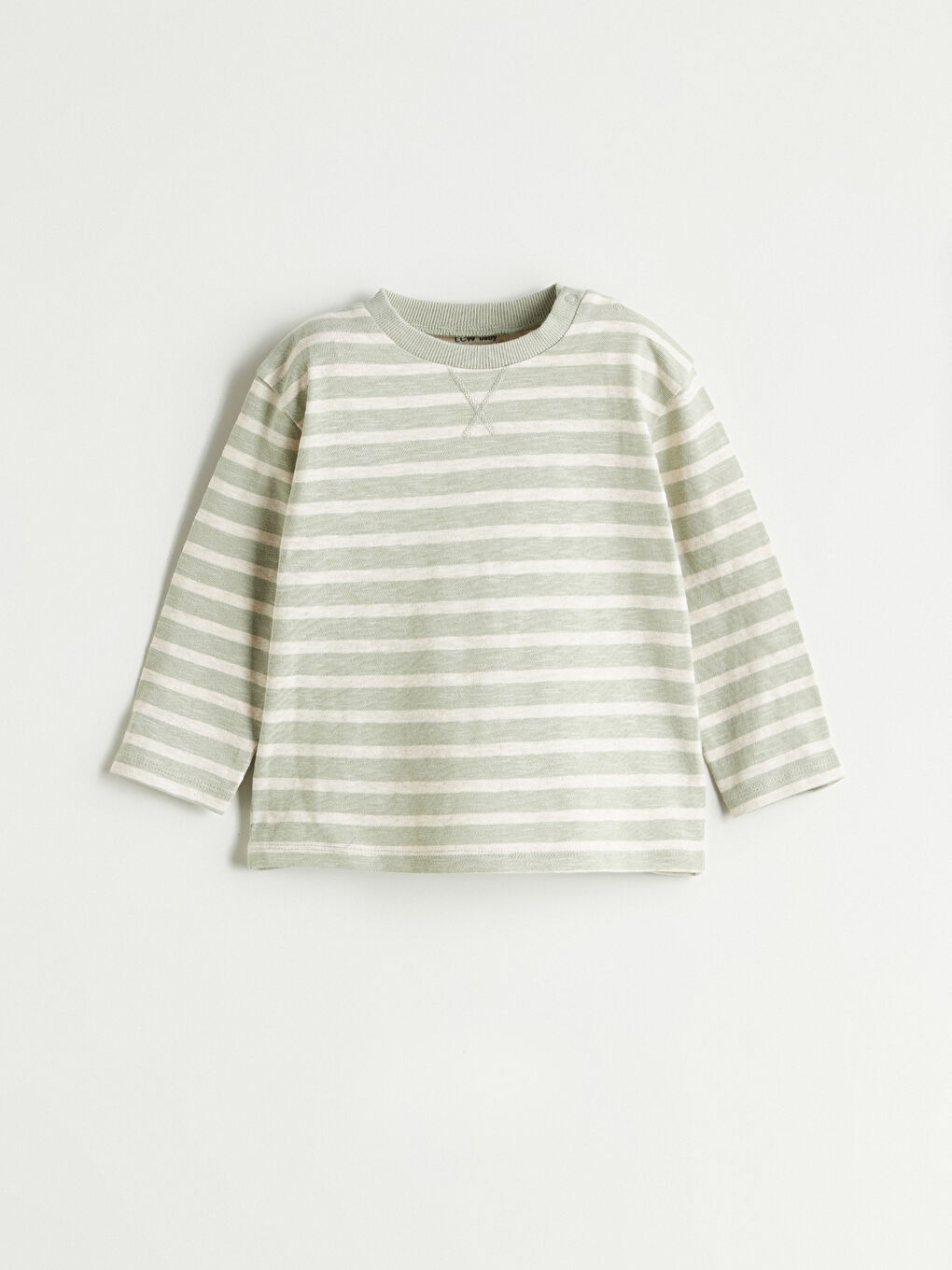 Yeşil Bisiklet Yaka Baskılı Uzun Kollu Erkek Bebek Tişört