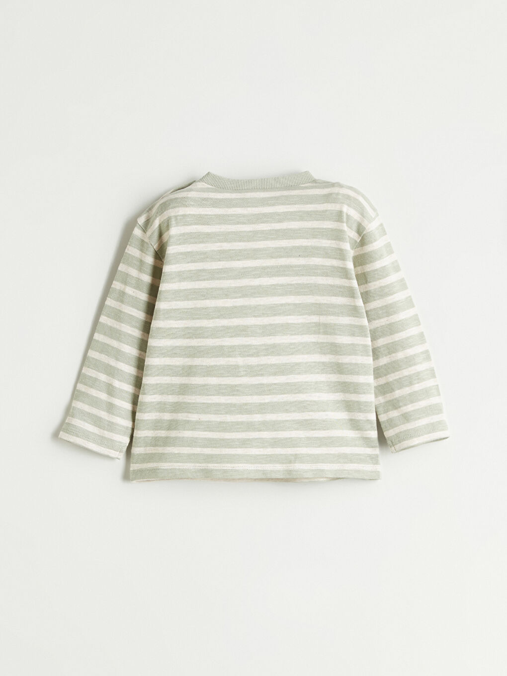 Yeşil Bisiklet Yaka Baskılı Uzun Kollu Erkek Bebek Tişört-1