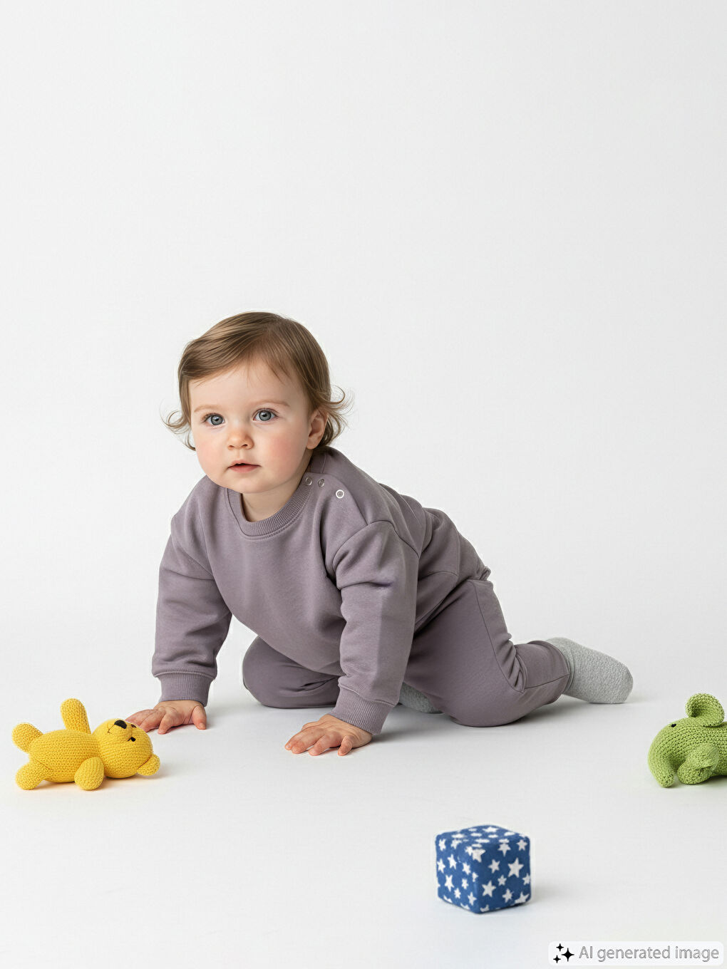 Gri Beli Lastikli Basic Erkek Bebek Jogger Eşofman Altı-1