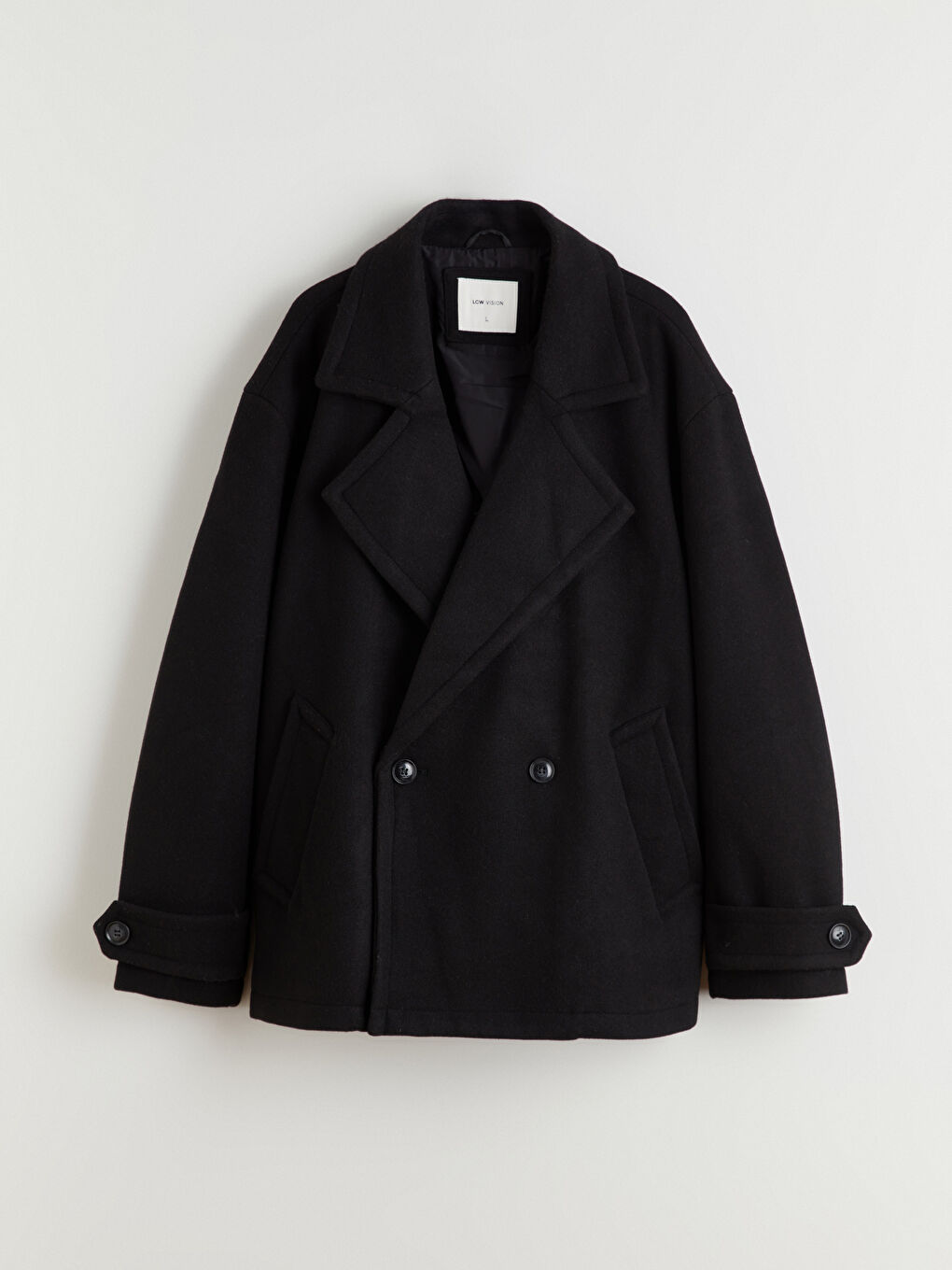 Siyah Kruvaze Yaka Erkek Kaşe Kaban-5