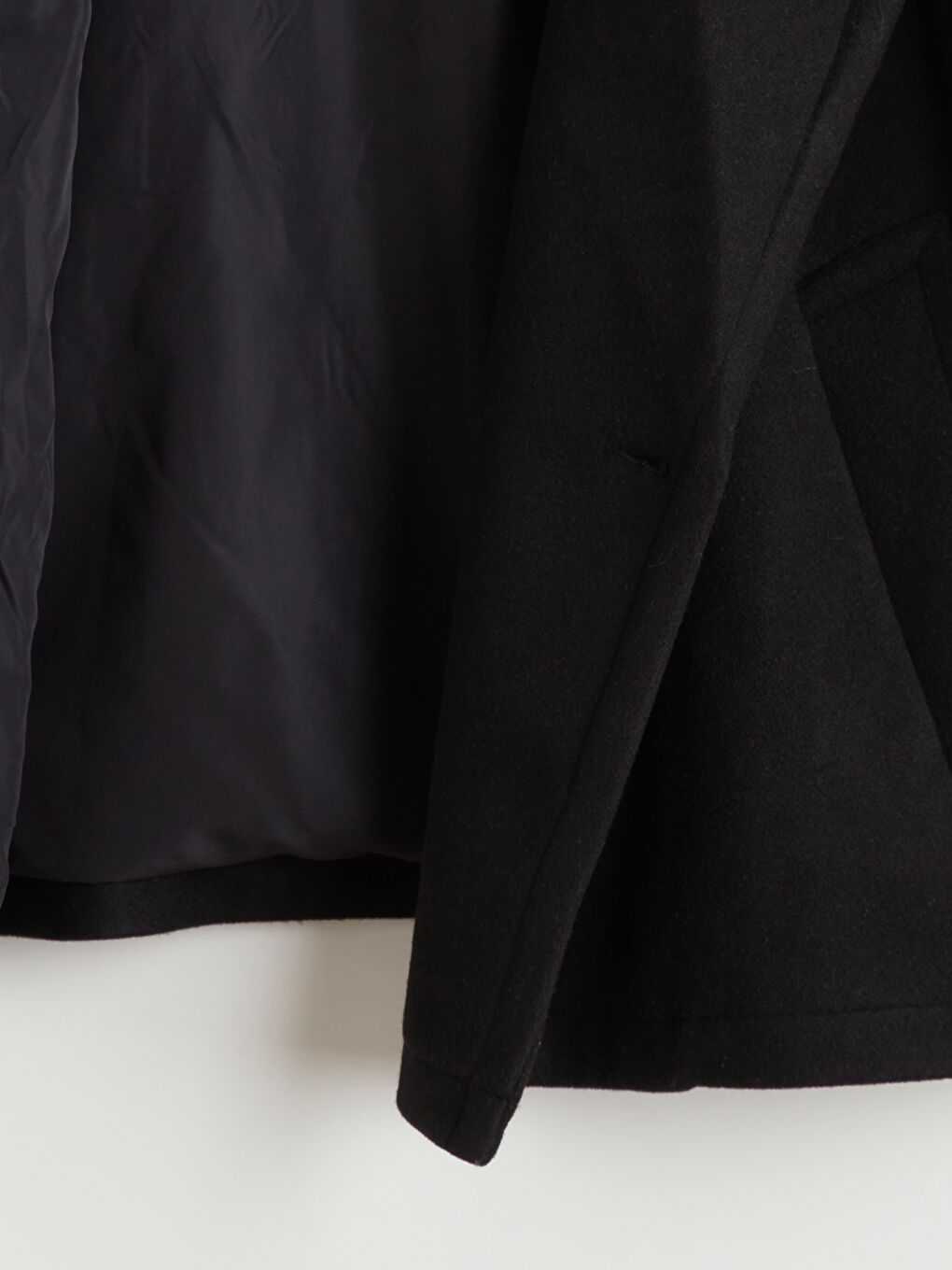 Siyah Kruvaze Yaka Erkek Kaşe Kaban-6