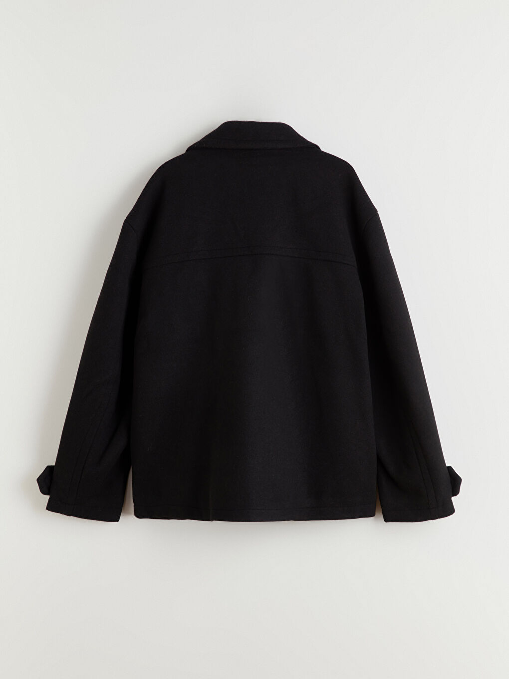 Siyah Kruvaze Yaka Erkek Kaşe Kaban-7