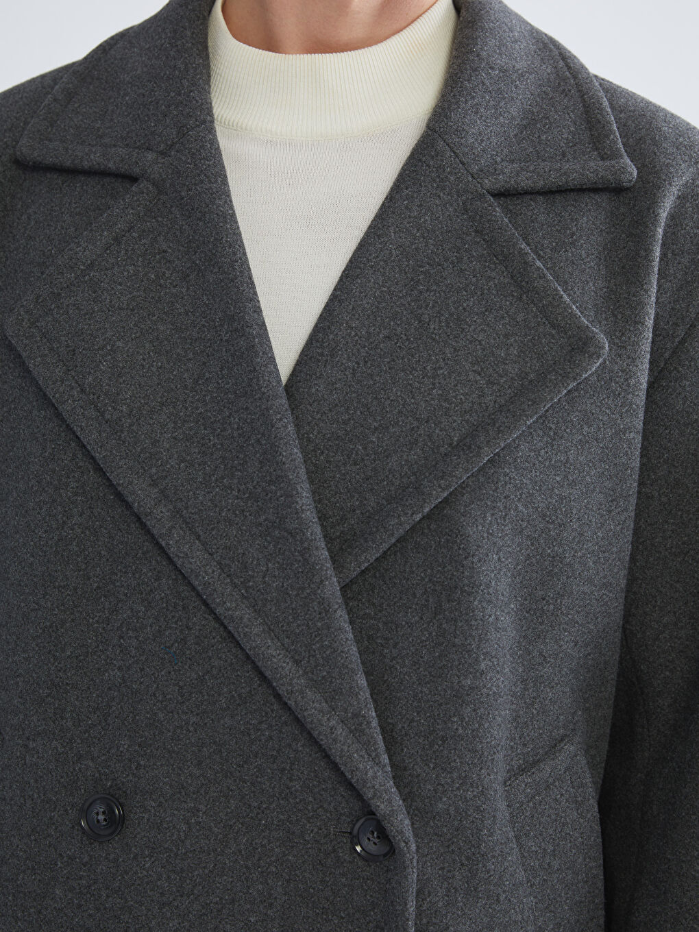 Antrasit Kruvaze Yaka Erkek Kaşe Kaban-7