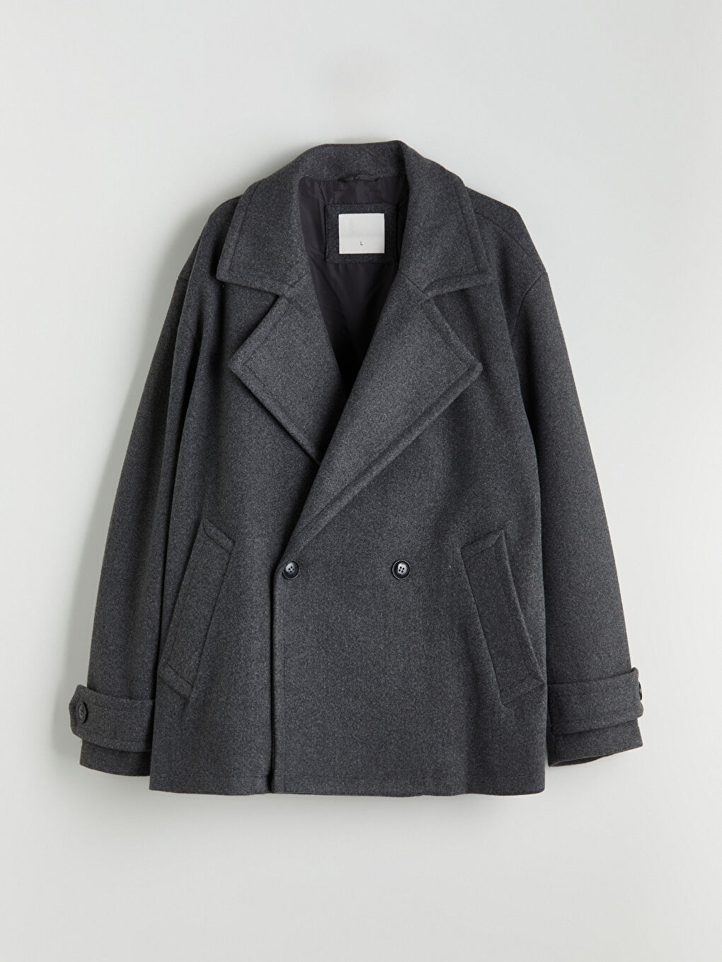 Antrasit Kruvaze Yaka Erkek Kaşe Kaban-10