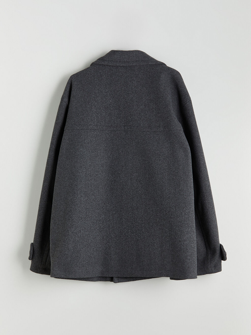 Antrasit Kruvaze Yaka Erkek Kaşe Kaban-12