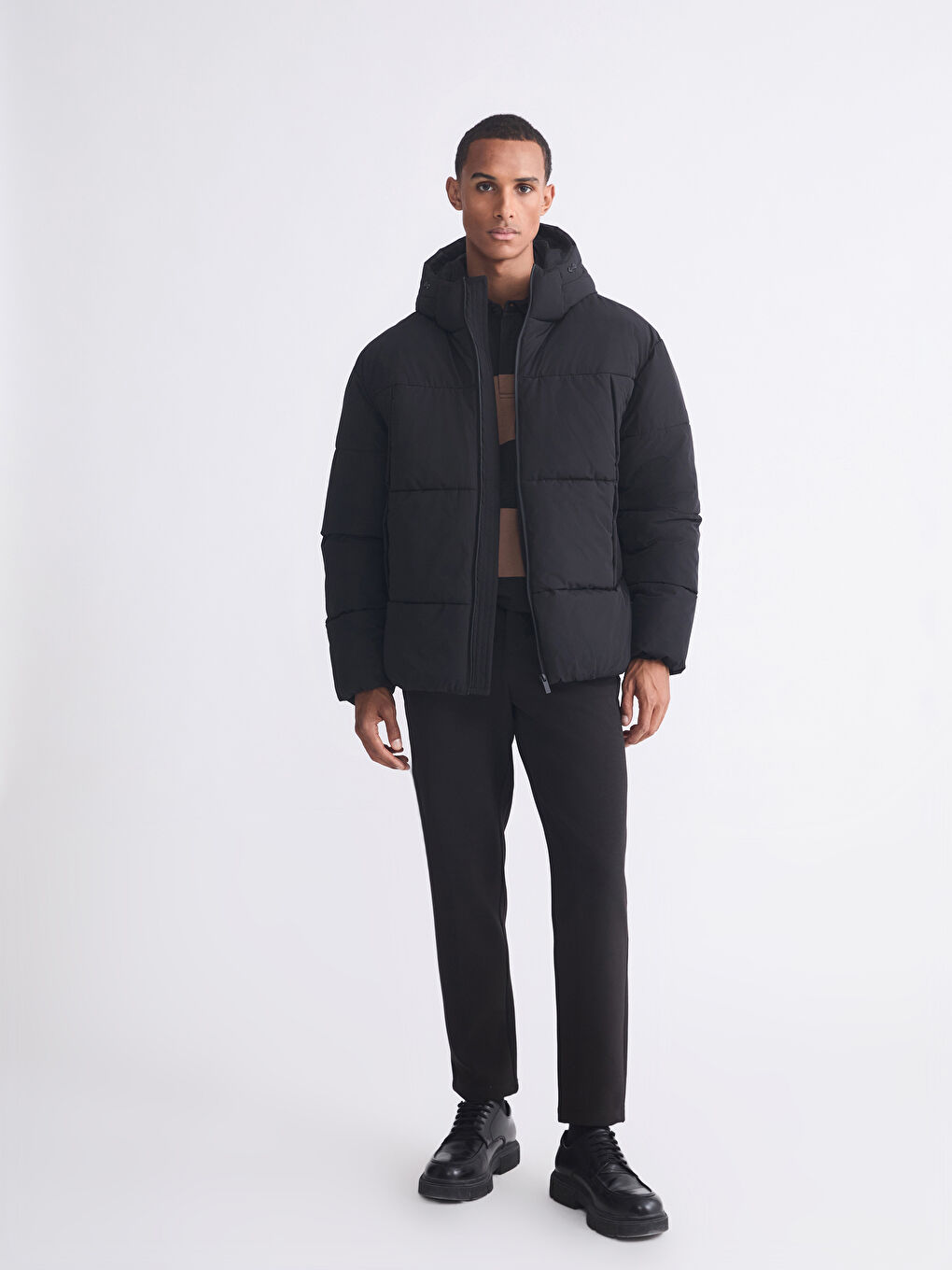 معطف منتفخ بقبّ قصة مريحة رجال-1