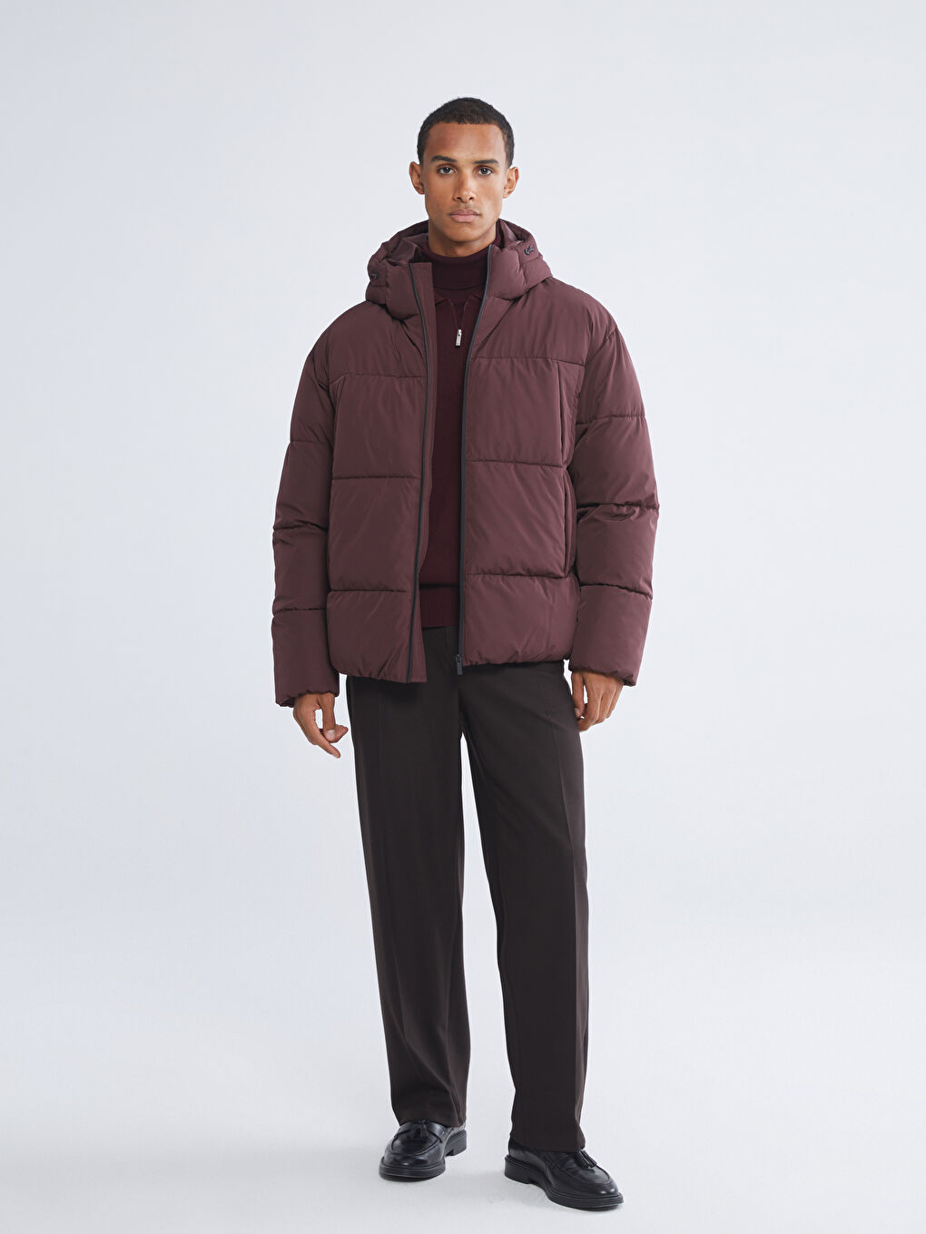 Χαλαρή Εφαρμογή Ανδρικό Φουσκωτό Μπουφάν Με Κουκούλα-1