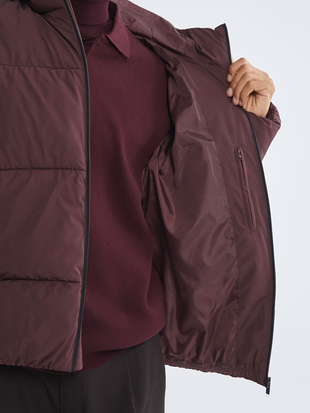 Χαλαρή Εφαρμογή Ανδρικό Φουσκωτό Μπουφάν Με Κουκούλα-2