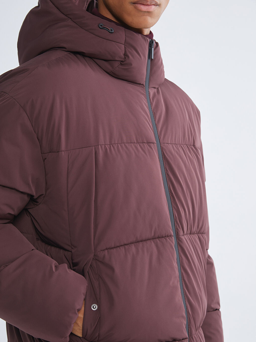 Χαλαρή Εφαρμογή Ανδρικό Φουσκωτό Μπουφάν Με Κουκούλα-3