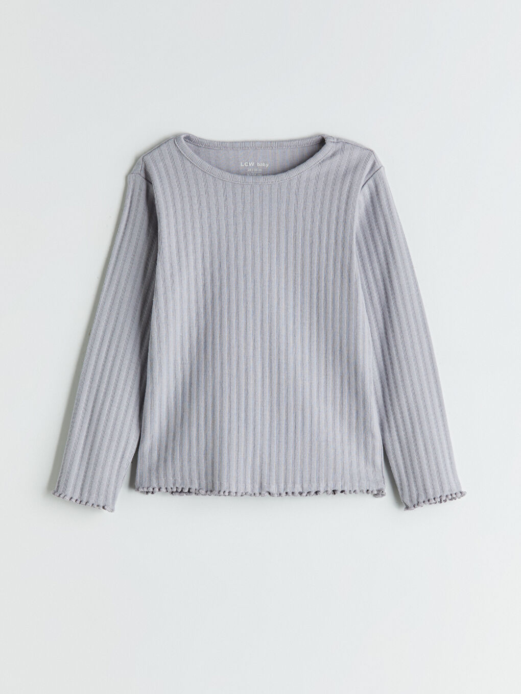 Gri Bisiklet Yaka Çizgili Kız Bebek Bluz