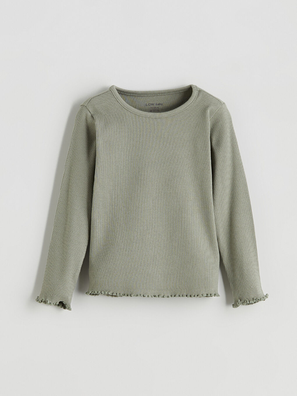 Haki Bisiklet Yaka Uzun Kollu Kız Bebek Bluz