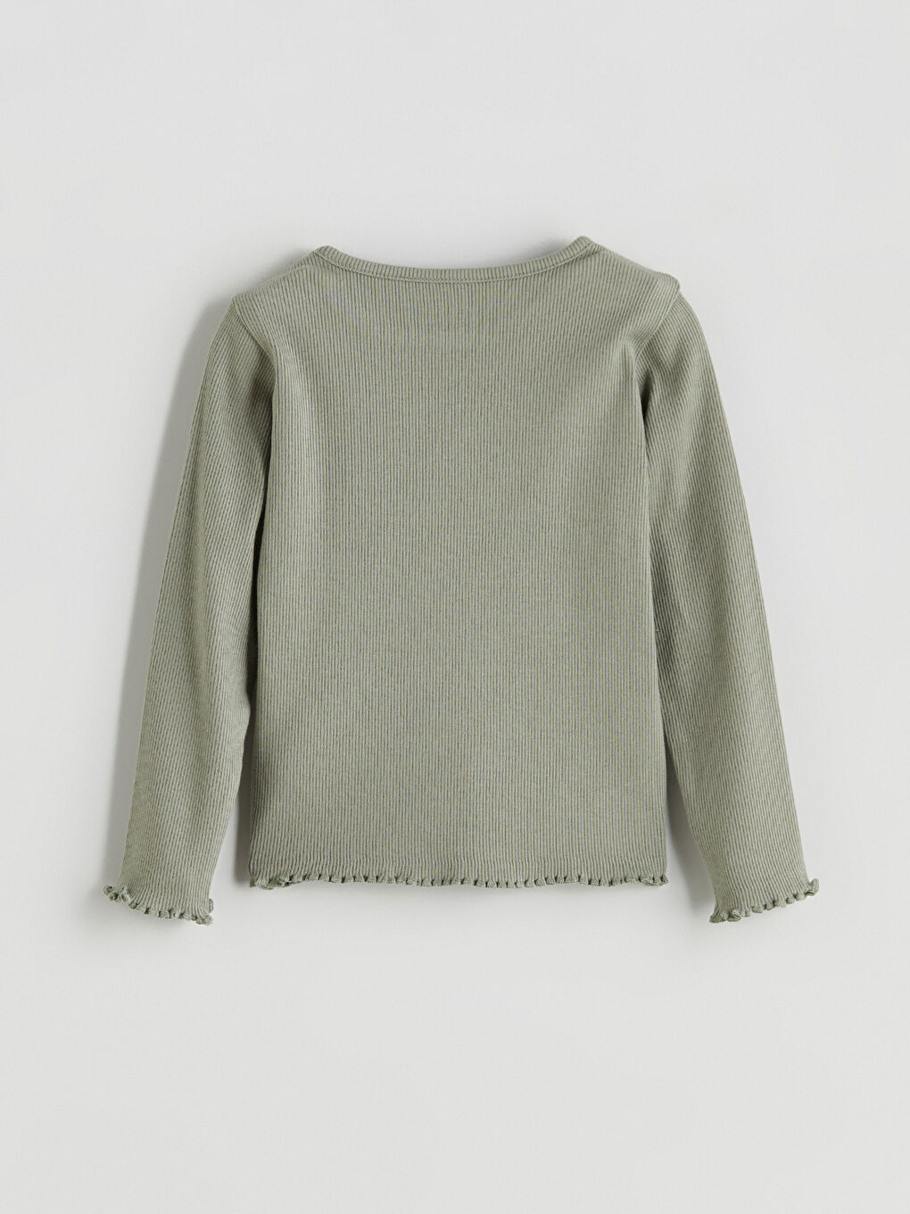 Haki Bisiklet Yaka Uzun Kollu Kız Bebek Bluz-1