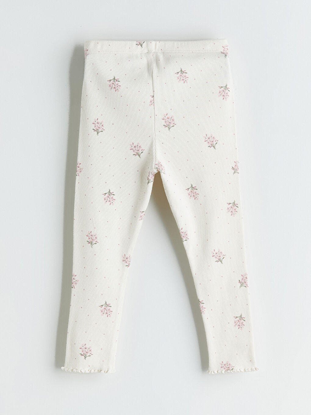 Ekru Beli Lastikli Kız Bebek Tayt-1