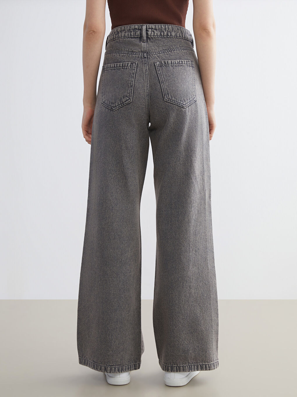 әйелдерге арналған кең балақ джинс шалбар-3