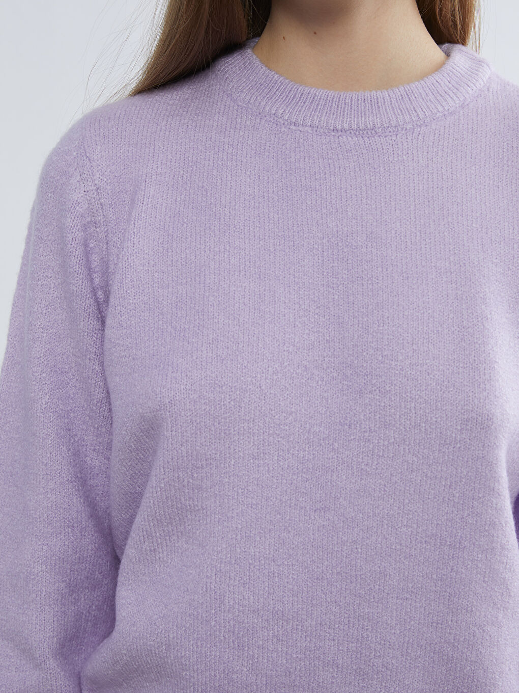 Lila Bisiklet Yaka Kadın Triko Kazak-2