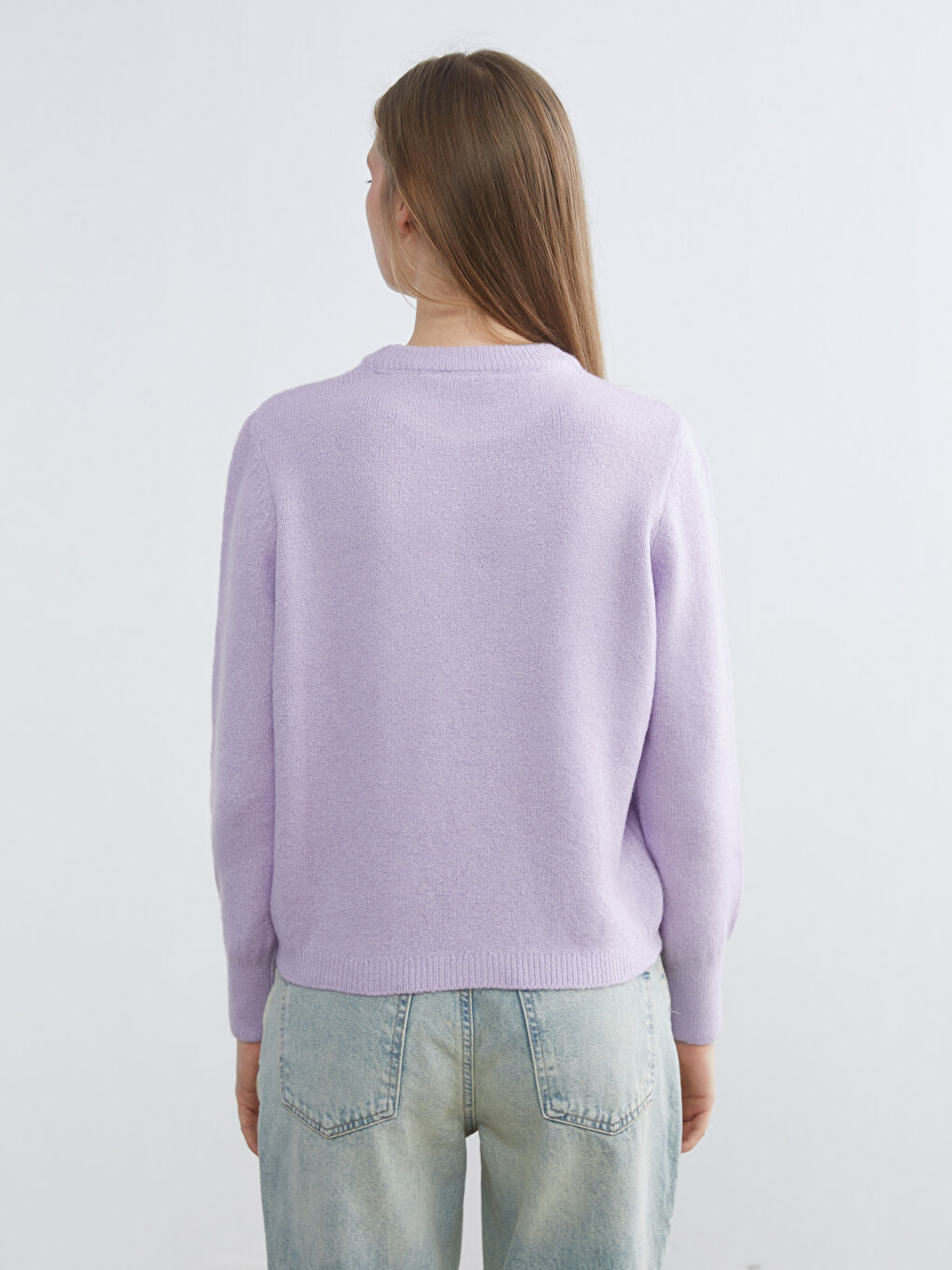 Lila Bisiklet Yaka Kadın Triko Kazak-3