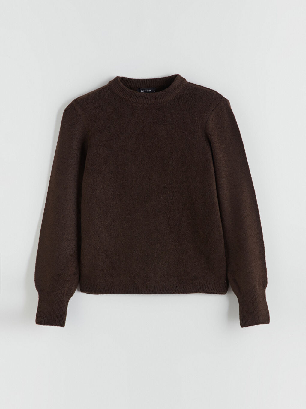 Kahverengi Bisiklet Yaka Kadın Triko Kazak-4