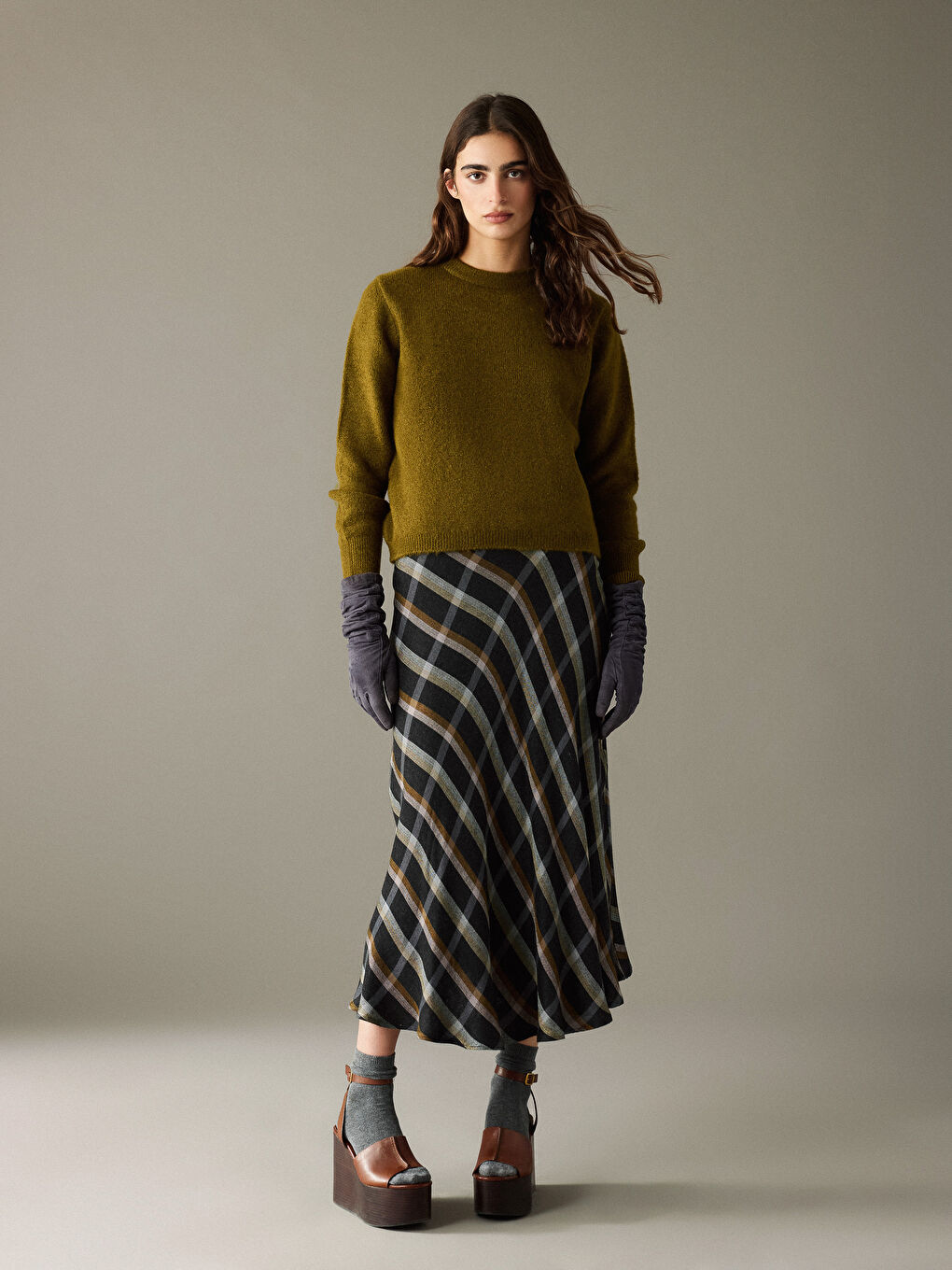 Yeşil Bisiklet Yaka Kadın Triko Kazak-2