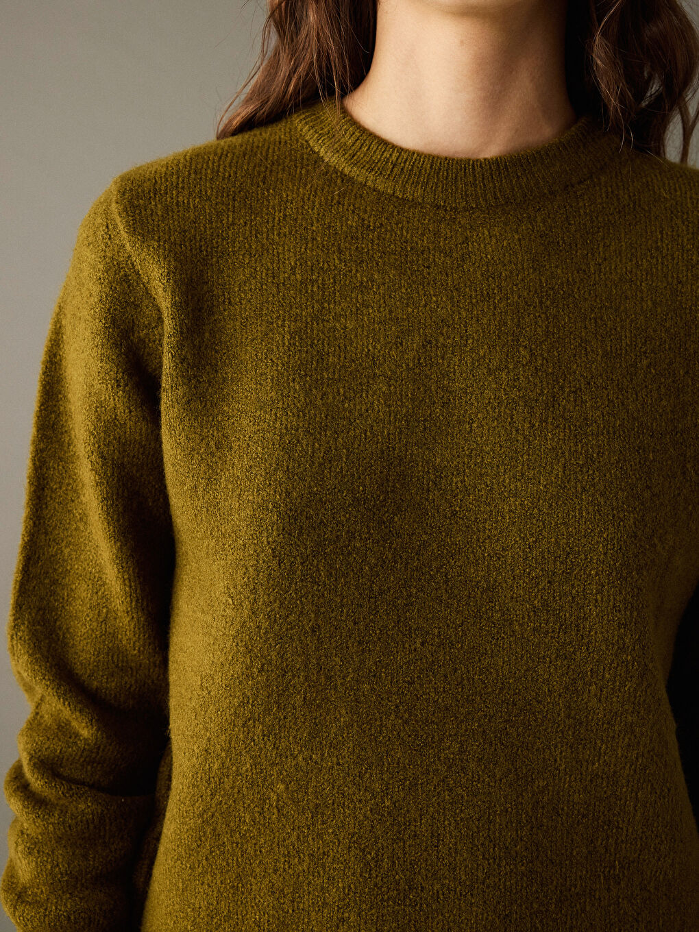 Yeşil Bisiklet Yaka Kadın Triko Kazak-6