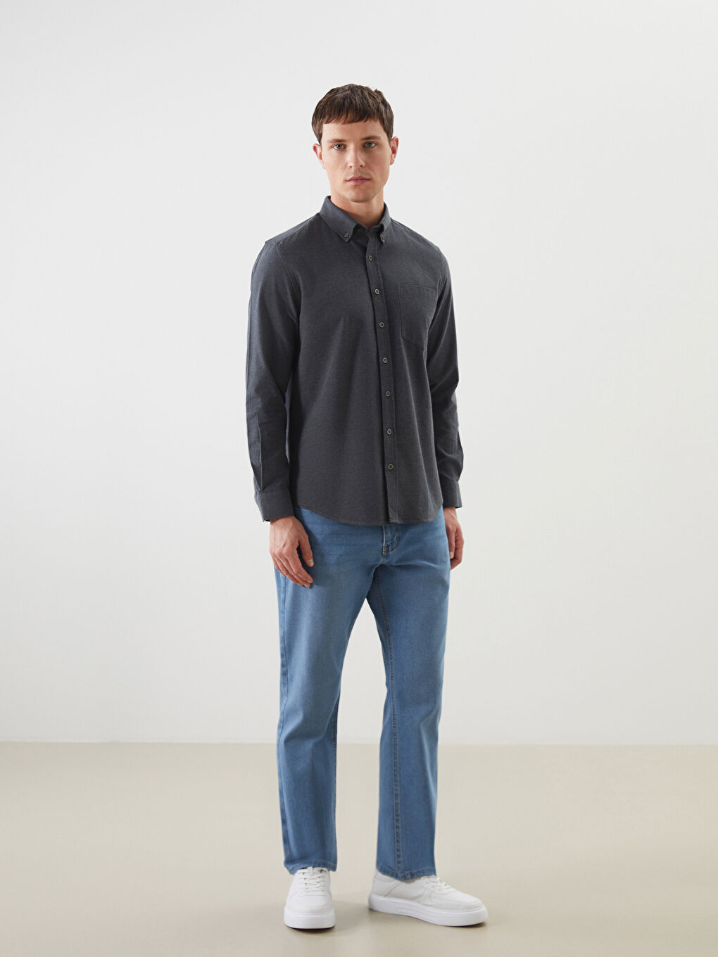 LCWAIKIKI Classic Regular Fit Long Sleeve Men's Textured Shirt -W5EK95Z8-LA8